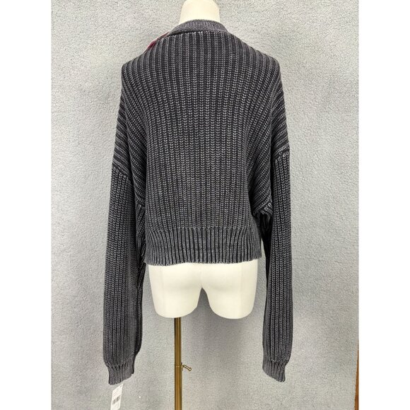 Roxy Women's Phantom Gray Cropped Button-Front Knit Cardigan Sweater XL NWT's - Picture 5 of 8